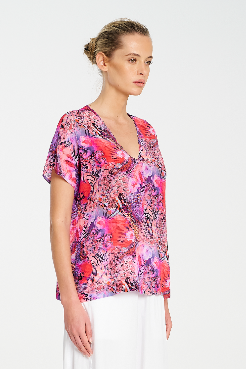 Mela Purdie Scoop Shell in Kaleidoscope Print Silk