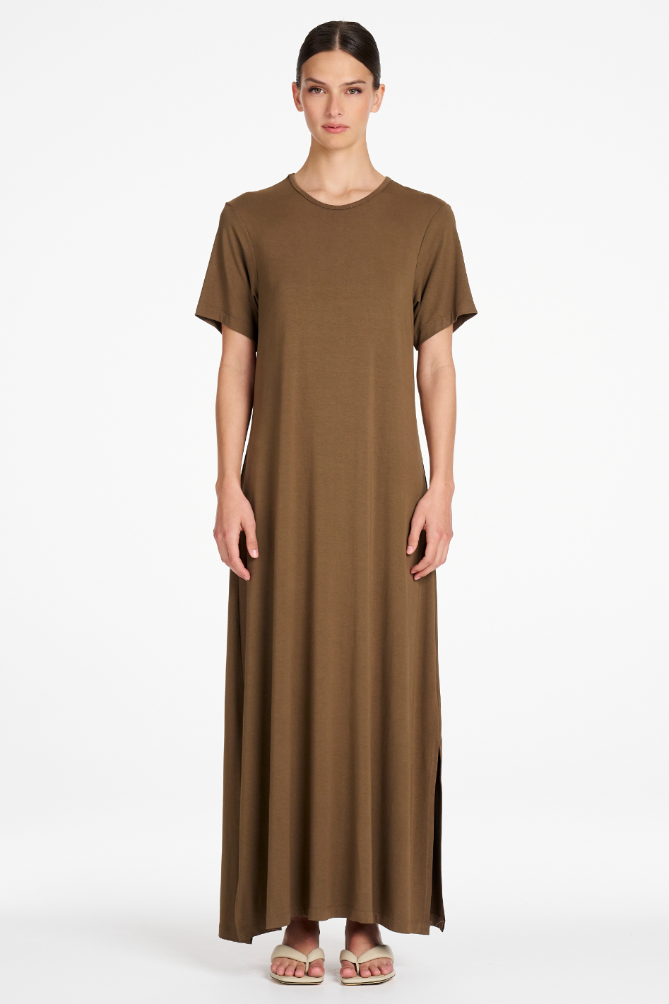 Signature Mela Purdie Box T Dress in Umber Matte Jersey