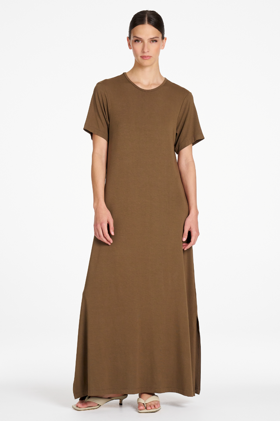Signature Mela Purdie Box T Dress in Umber Matte Jersey