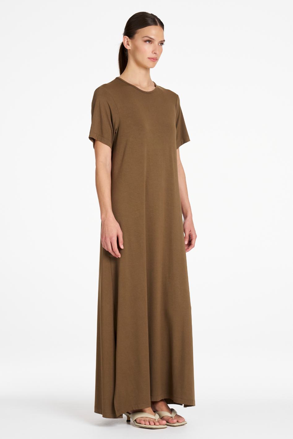 Signature Mela Purdie Box T Dress in Umber Matte Jersey