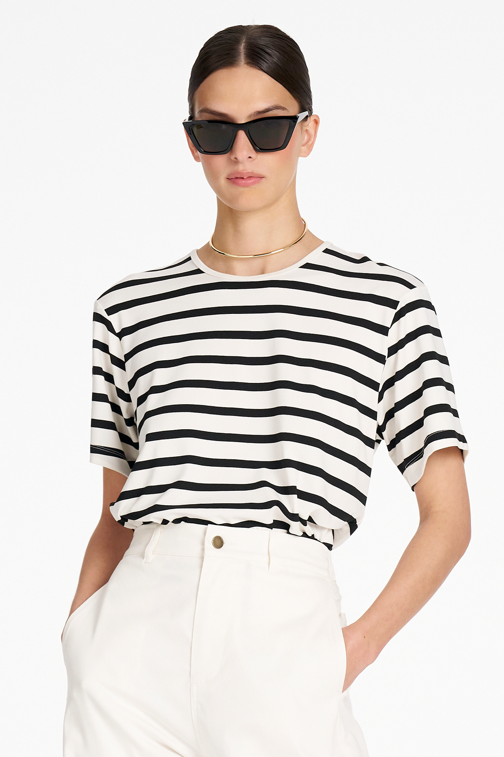 Signature Mela Purdie Box Tee in Trunk Stripe Jersey