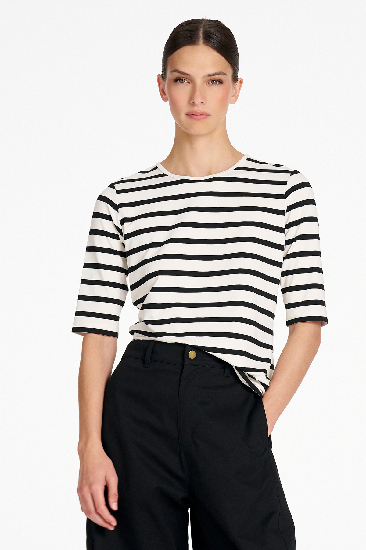 Signature Mela Purdie Half Sleeve Top in Trunk Stripe Jersey