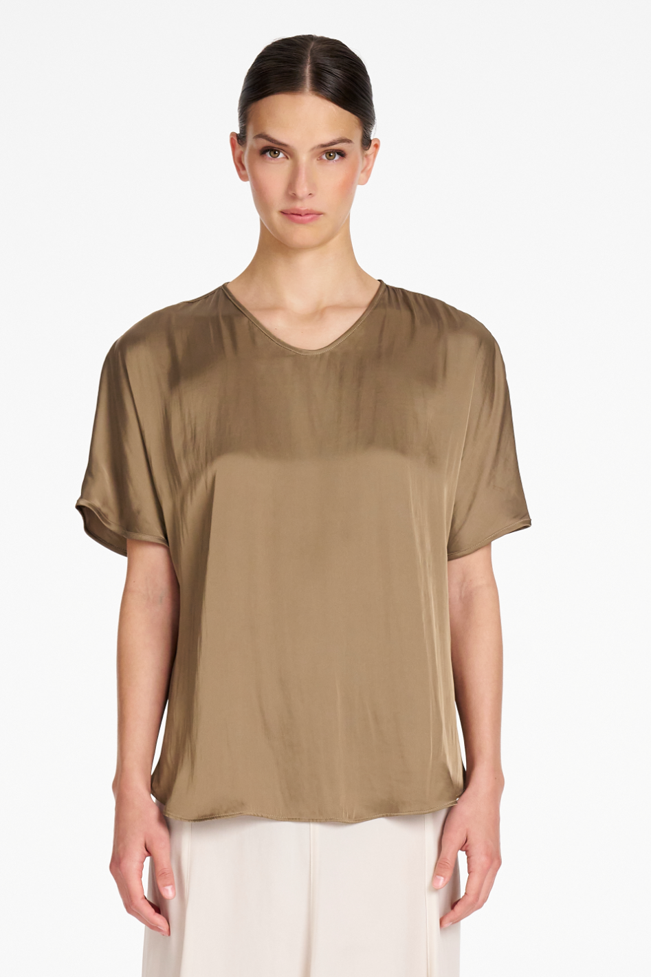 Signature Mela Purdie Raglan Shell in Malt Charmeuse