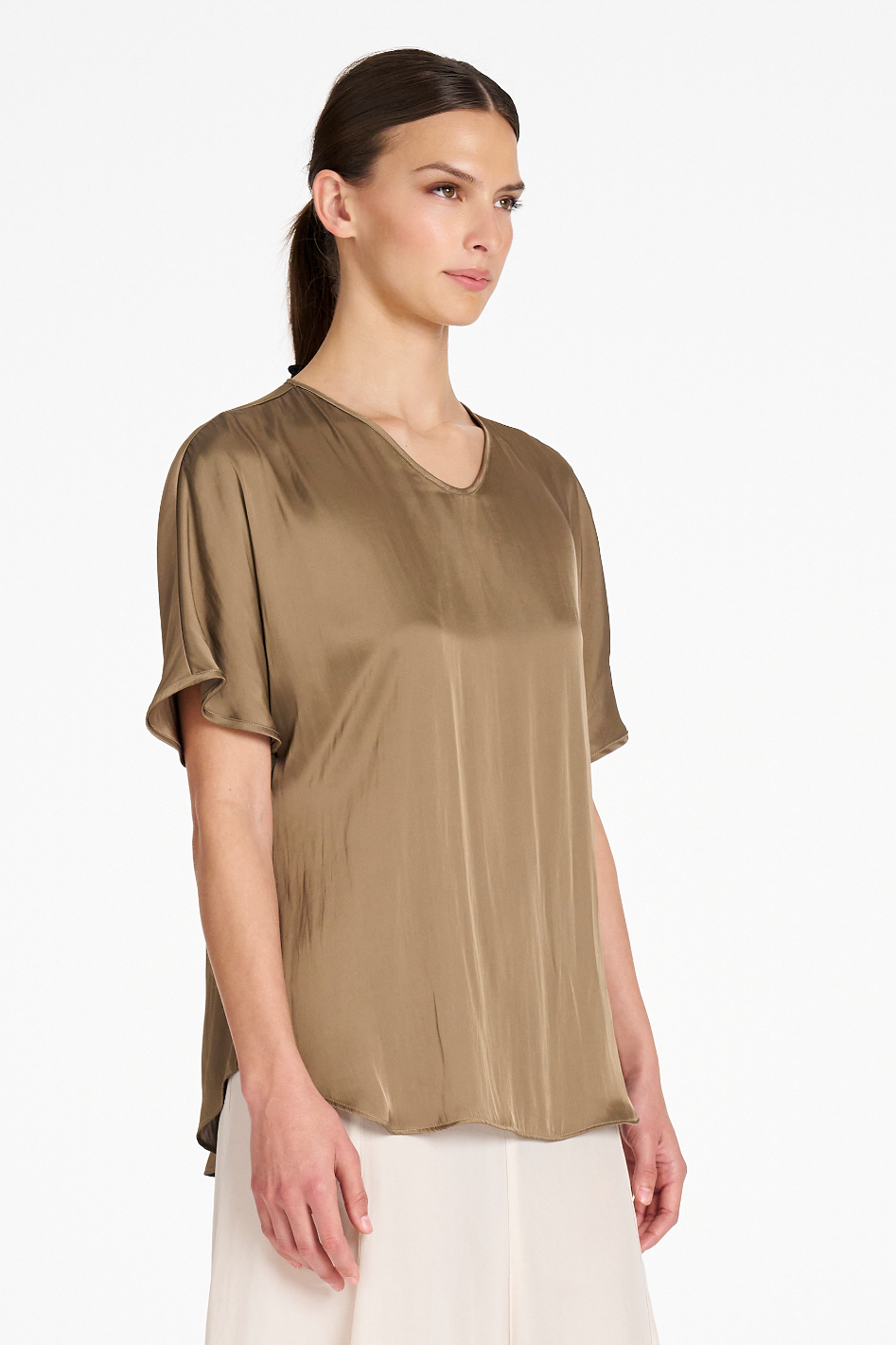 Signature Mela Purdie Raglan Shell in Malt Charmeuse