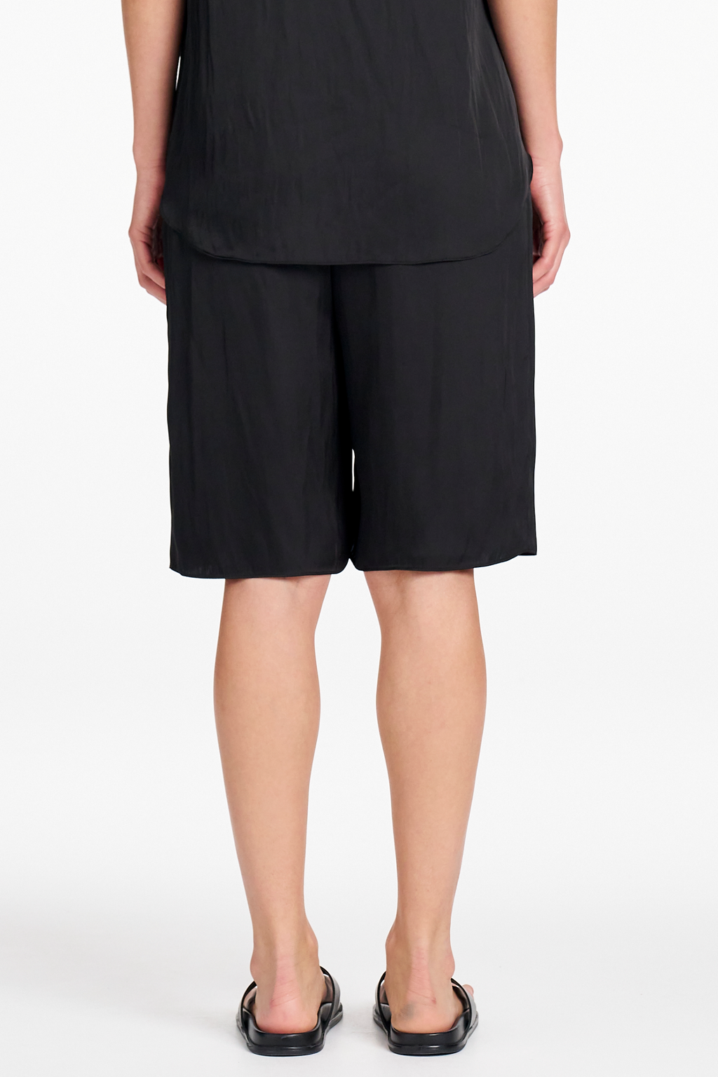Signature Mela Purdie Satin Shorts in Black Charmeuse