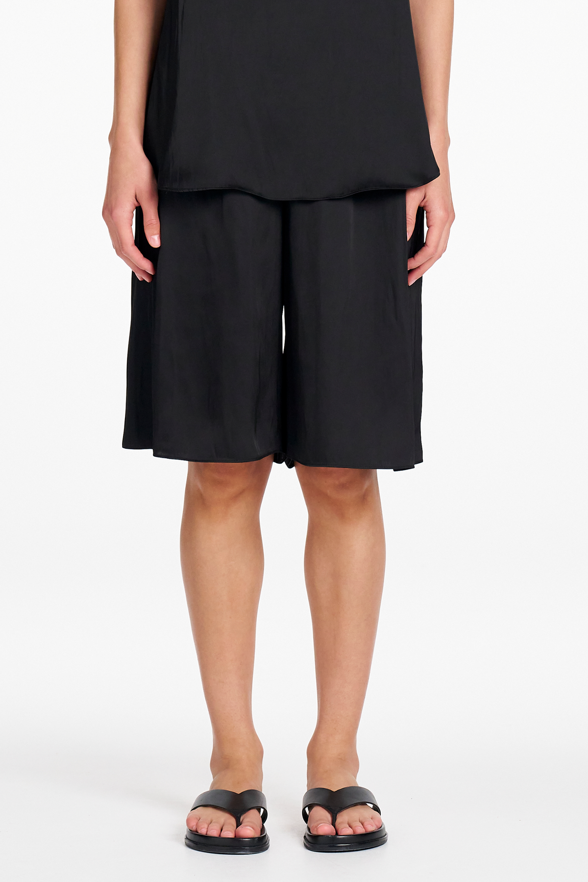 Signature Mela Purdie Satin Shorts in Black Charmeuse