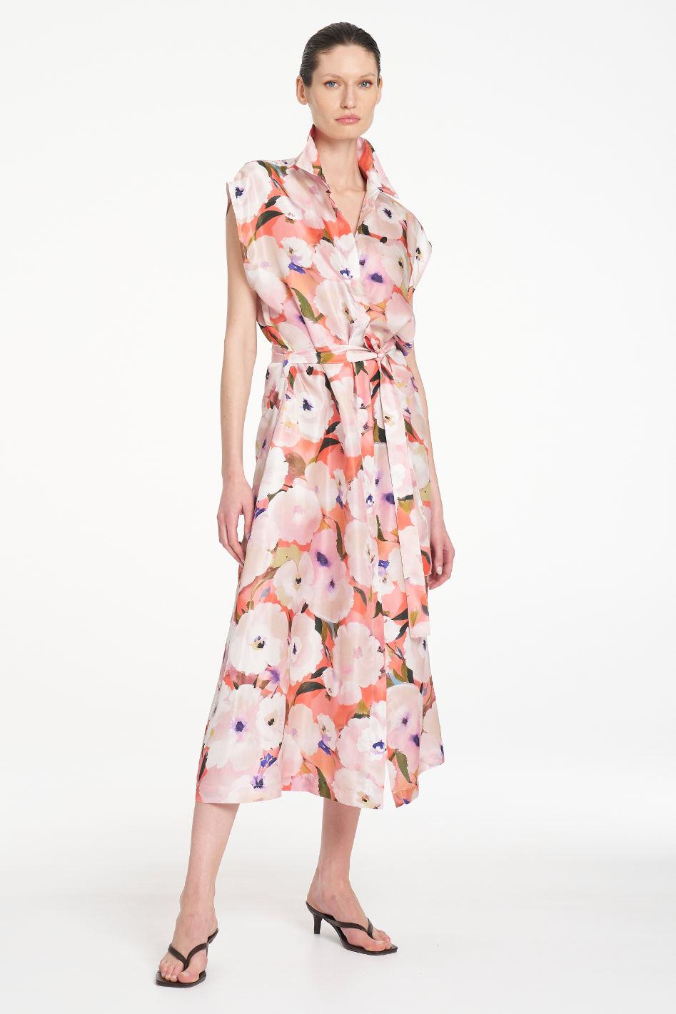 Mela Purdie Sliced Shirt Dress in Poppy Chintz Silk