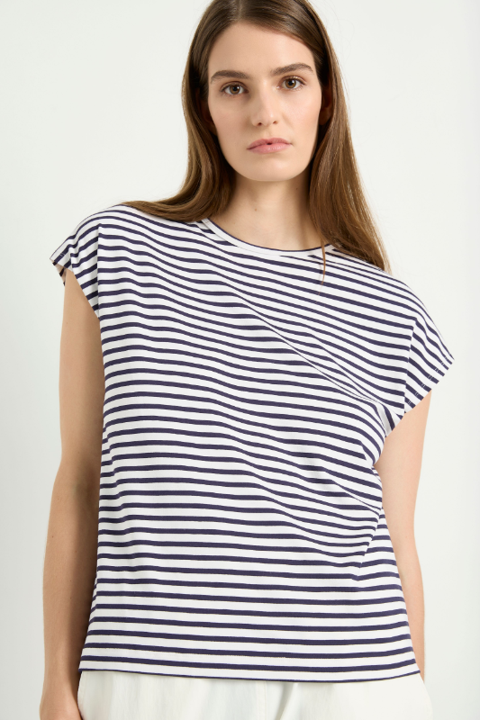 Mela Purdie Slim Shell in Straw Stripe Jersey