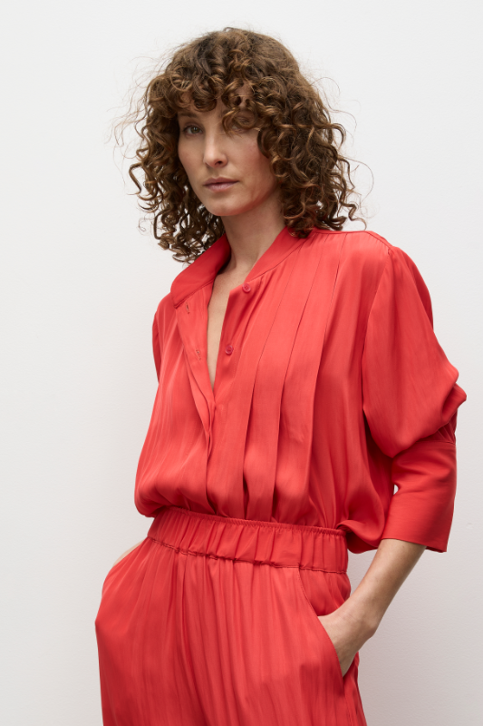 Mela Purdie Smooth Pleat Blouse | Poppy | Mache