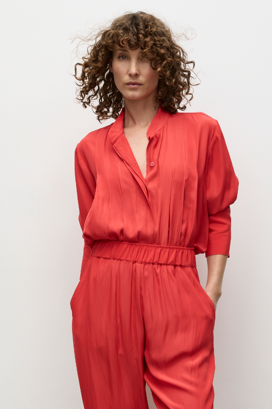 Mela Purdie Smooth Pleat Blouse | Poppy | Mache
