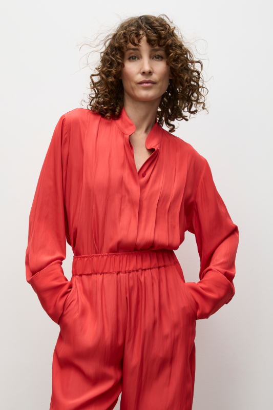 Mela Purdie Smooth Pleat Blouse | Poppy | Mache