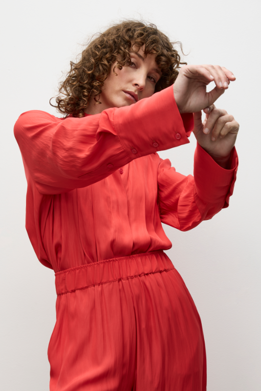 Mela Purdie Smooth Pleat Blouse | Poppy | Mache