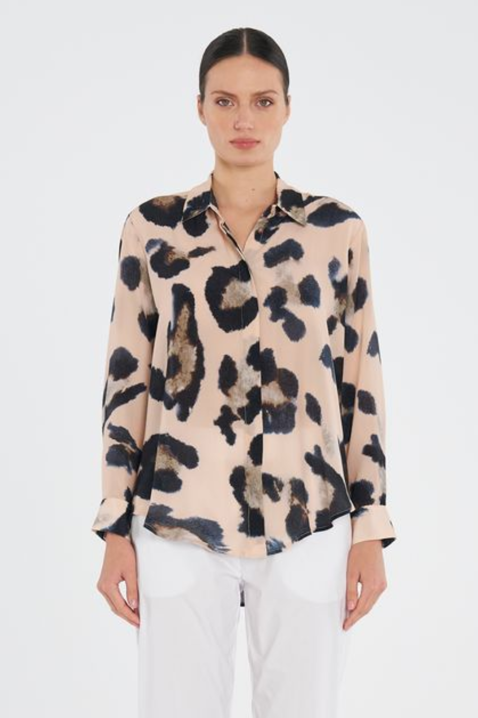 Mela Purdie Soft Shirt in Blurr Print Silk