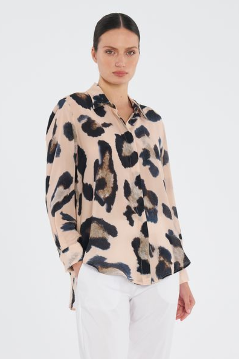 Mela Purdie Soft Shirt in Blurr Print Silk