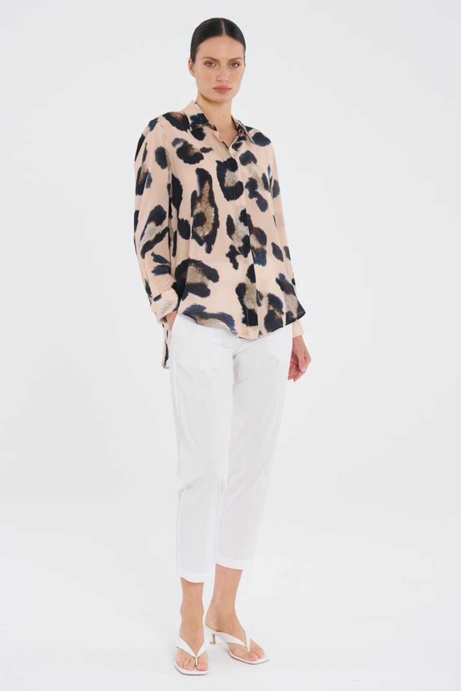Mela Purdie Soft Shirt in Blurr Print Silk