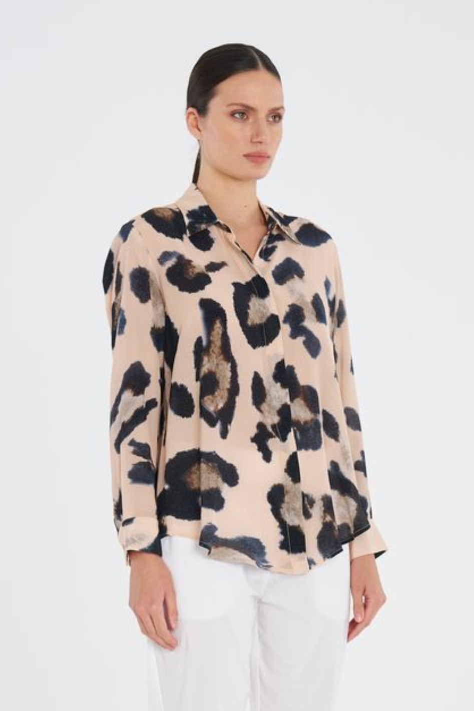Mela Purdie Soft Shirt in Blurr Print Silk