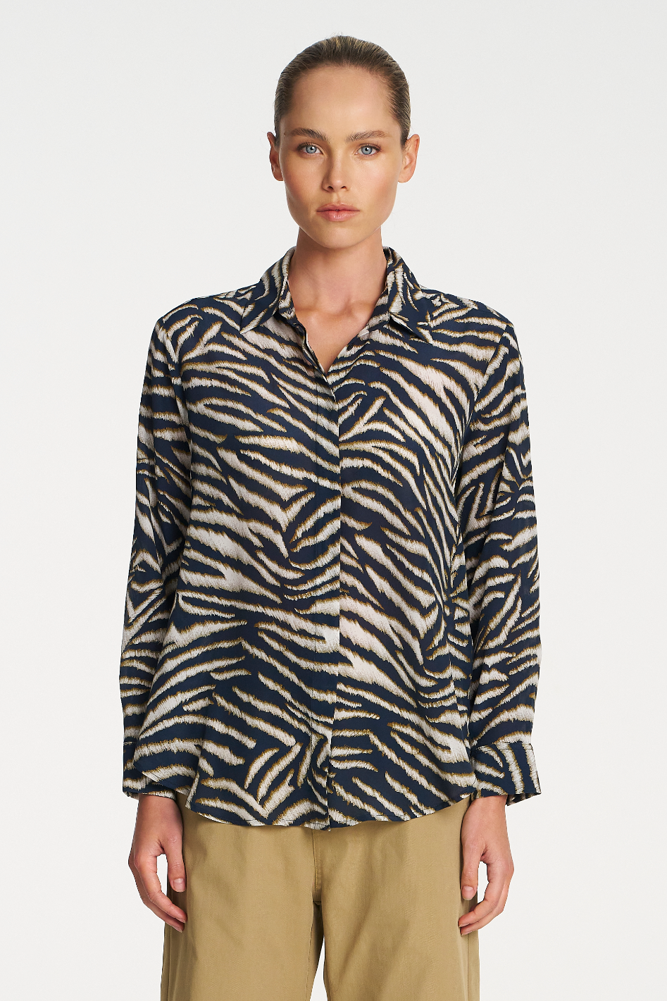 Mela Purdie Soft Shirt in Brush Print Silk