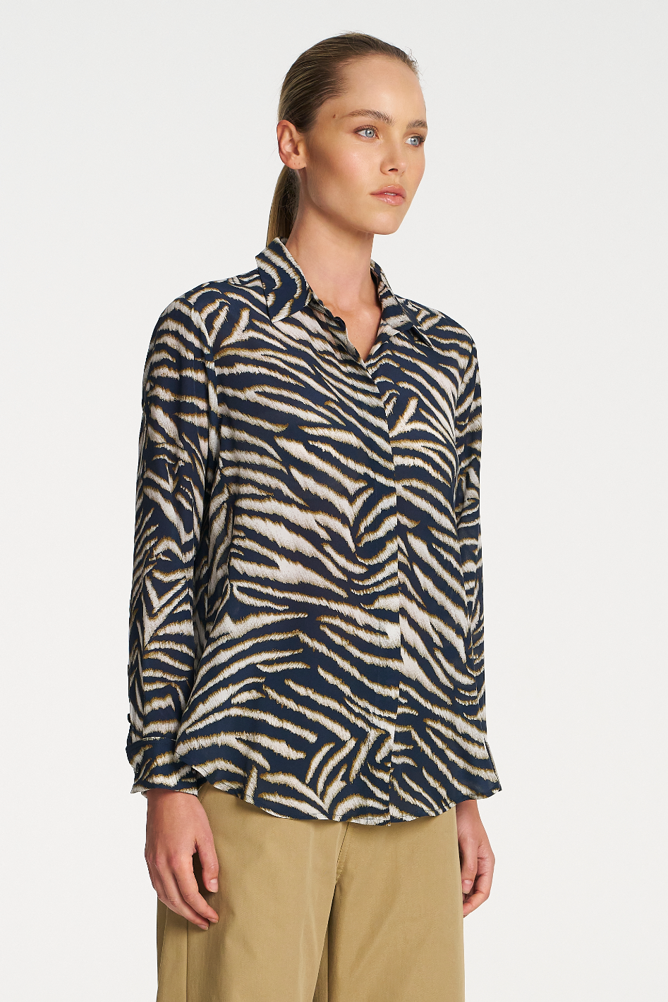 Mela Purdie Soft Shirt in Brush Print Silk