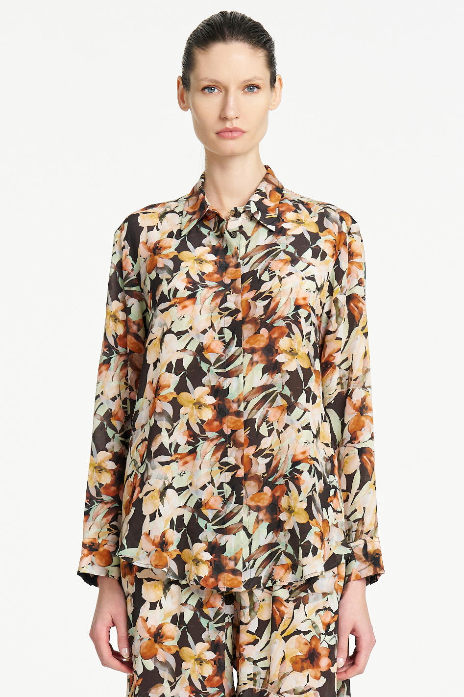 Mela Purdie Soft Shirt in Mint Foral Silk