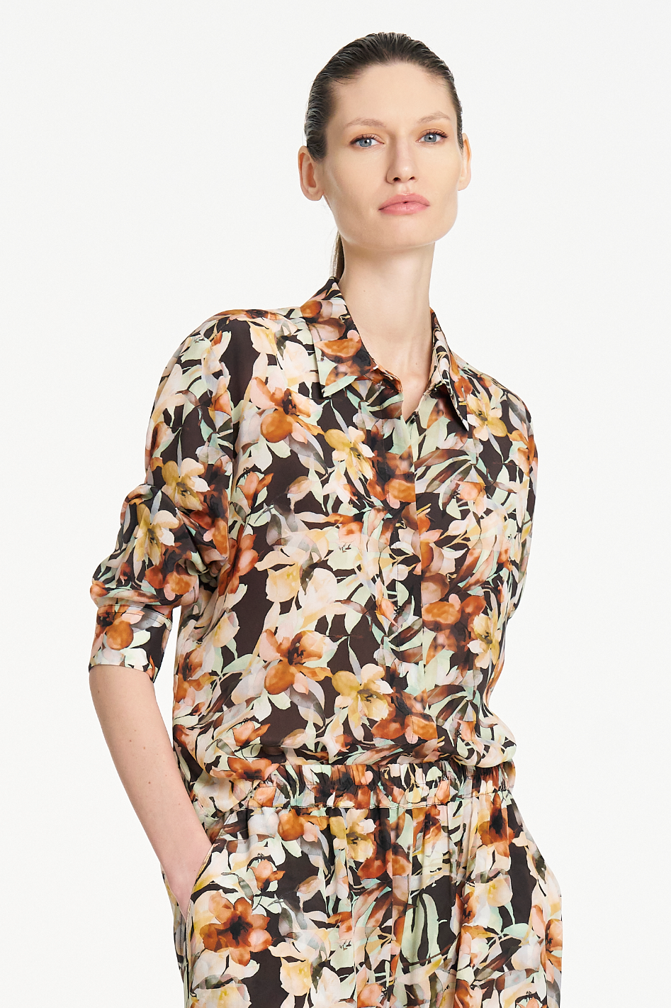 Mela Purdie Soft Shirt in Mint Foral Silk