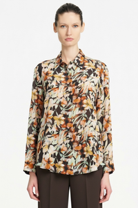 Mela Purdie Soft Shirt | Mint Floral Print Silk