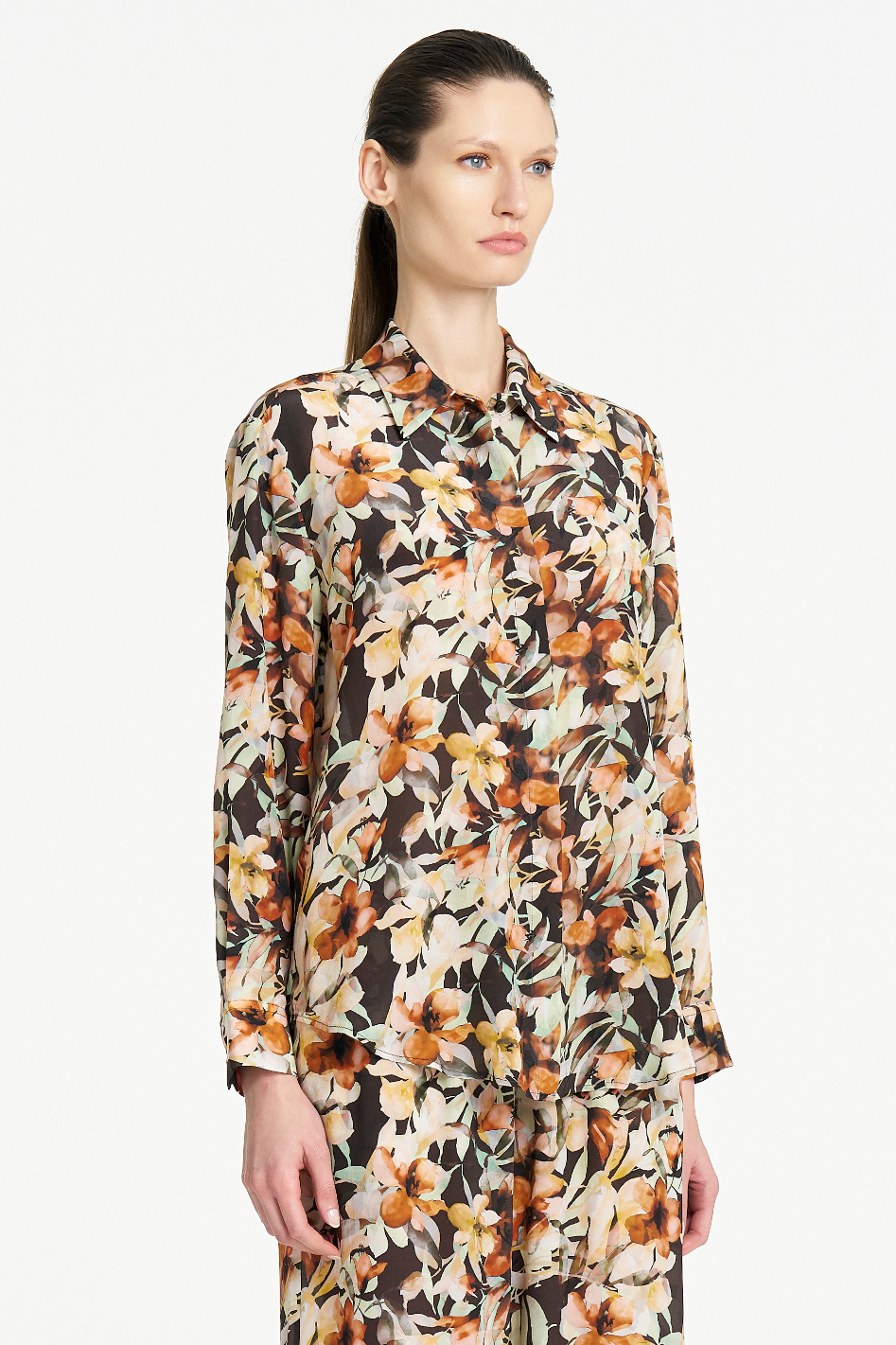 Mela Purdie Soft Shirt in Mint Foral Silk
