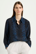 Load image into Gallery viewer, Mela Purdie Soft Shirt in Sapphire Leopard Silk Print
