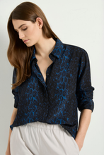 Load image into Gallery viewer, Mela Purdie Soft Shirt in Sapphire Leopard Silk Print
