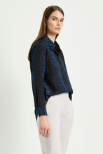 Load image into Gallery viewer, Mela Purdie Soft Shirt in Sapphire Leopard Silk Print
