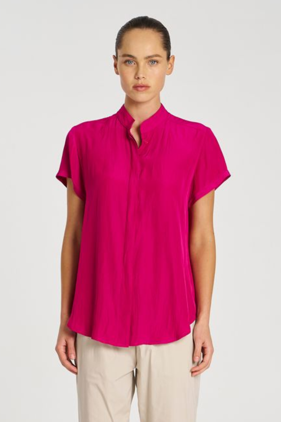 Mela Purdie Soft Stand Shirt | Mache | Magenta
