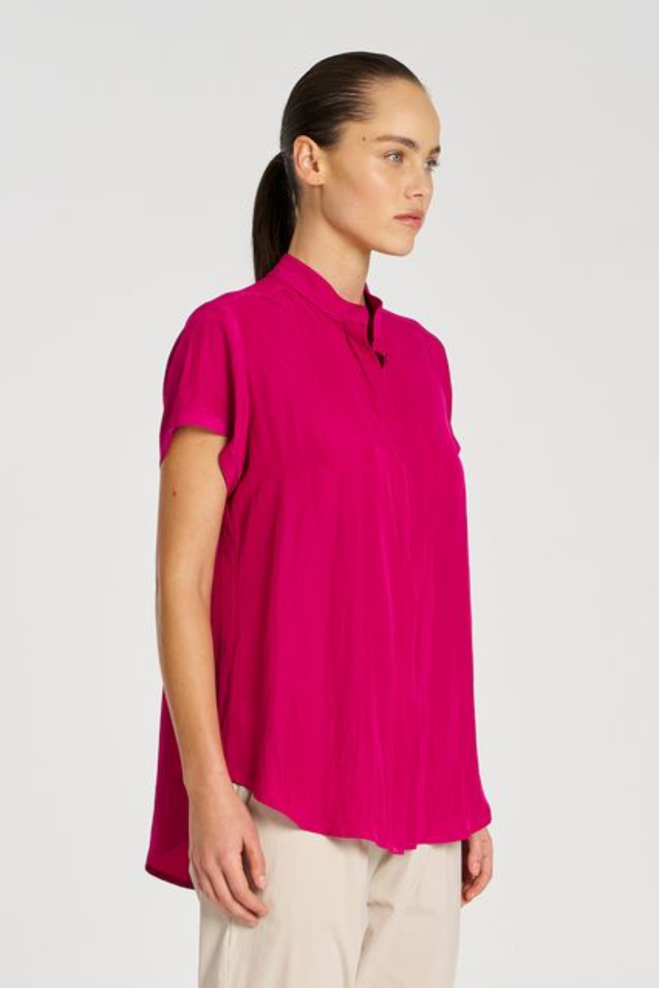 Mela Purdie Soft Stand Shirt | Mache | Magenta