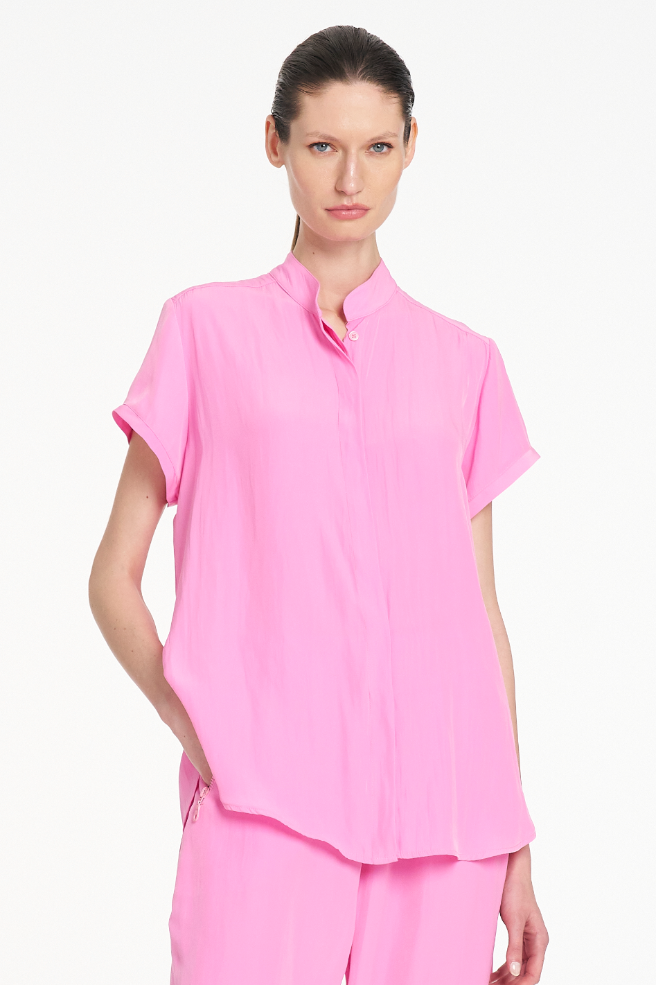 Mela Purdie Soft Stand Shirt Vivid Pink Mache