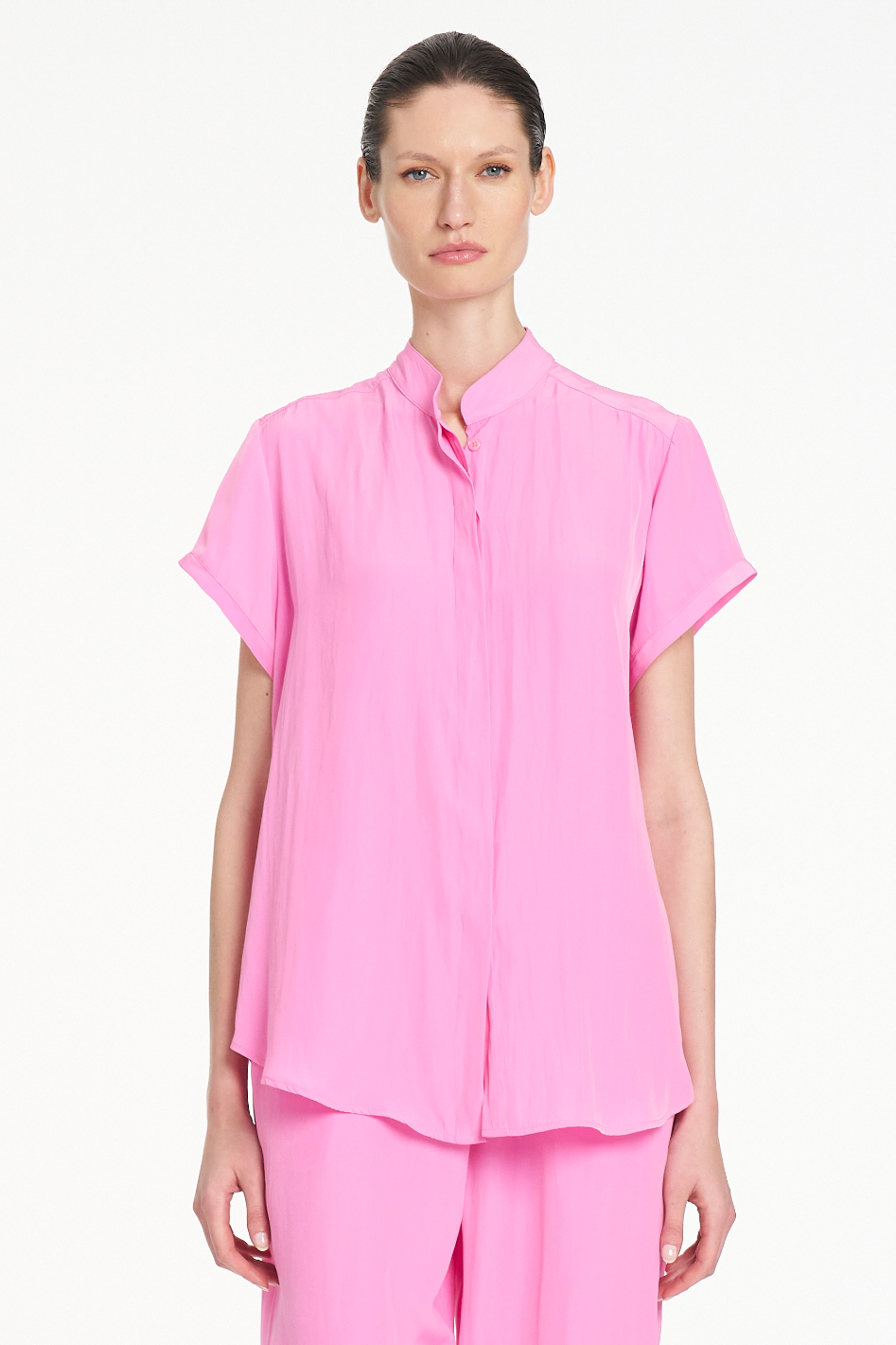 Mela Purdie Soft Stand Shirt Vivid Pink Mache