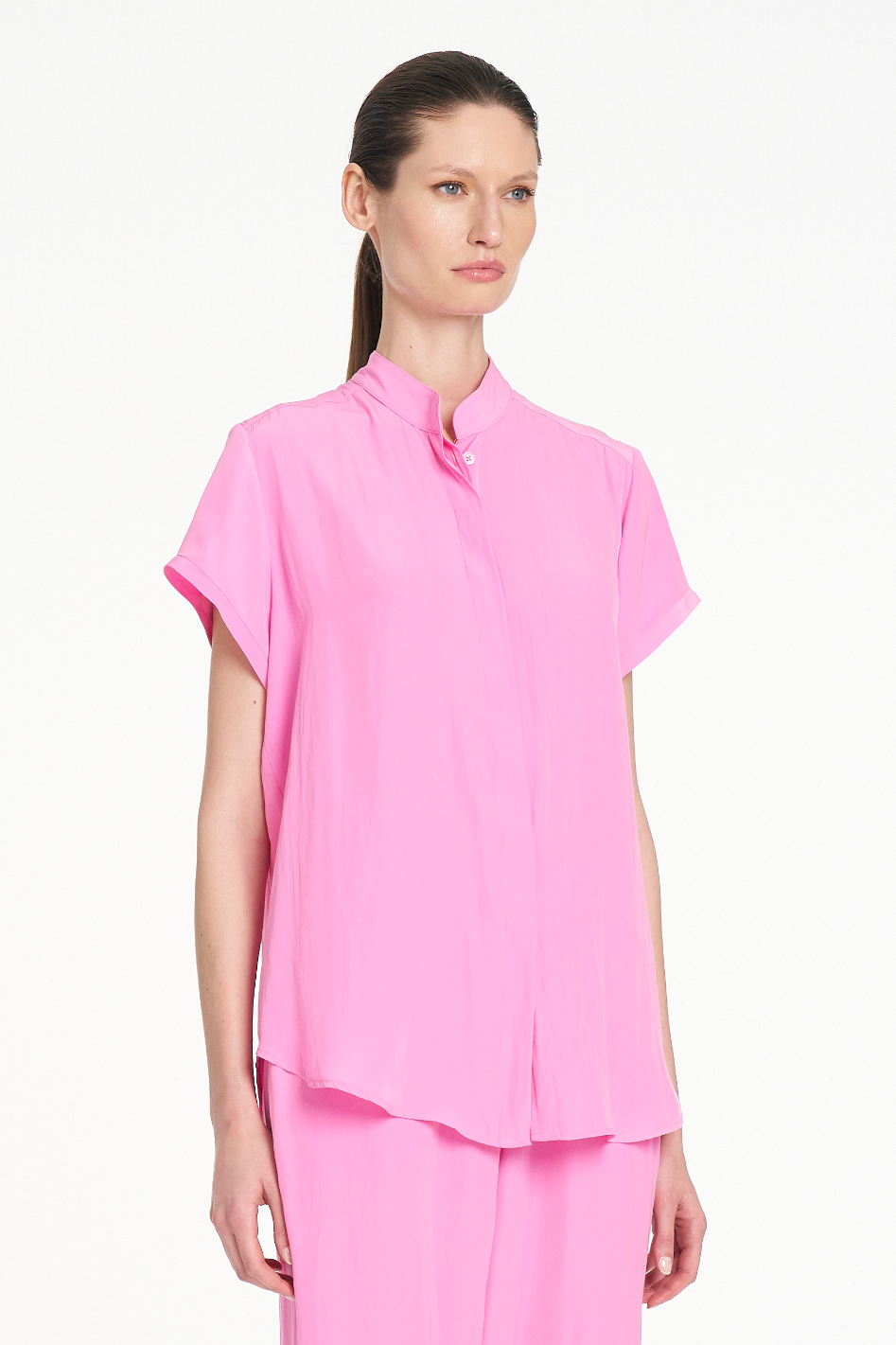 Mela Purdie Soft Stand Shirt Vivid Pink Mache