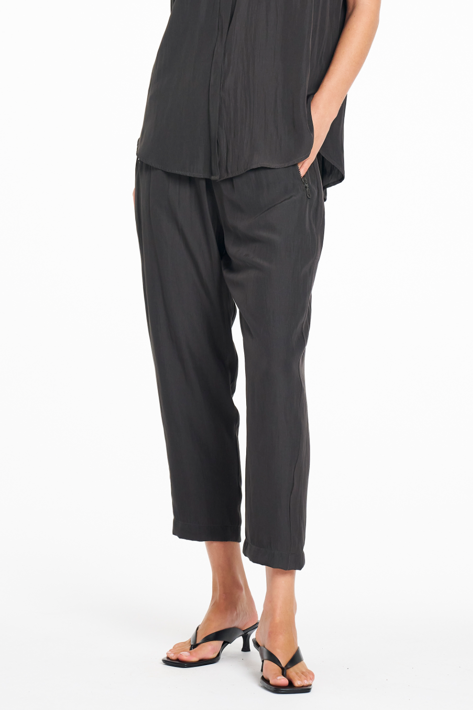 Mela Purdie Soft Zip Pant in Bark Mache