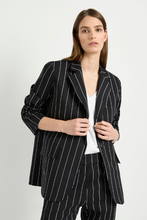 Load image into Gallery viewer, Mela Purdie Stretch Blazer in Black and White Pin Popilene
