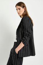 Load image into Gallery viewer, Mela Purdie Stretch Blazer in Black and White Pin Popilene
