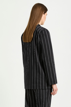 Load image into Gallery viewer, Mela Purdie Stretch Blazer in Black and White Pin Popilene
