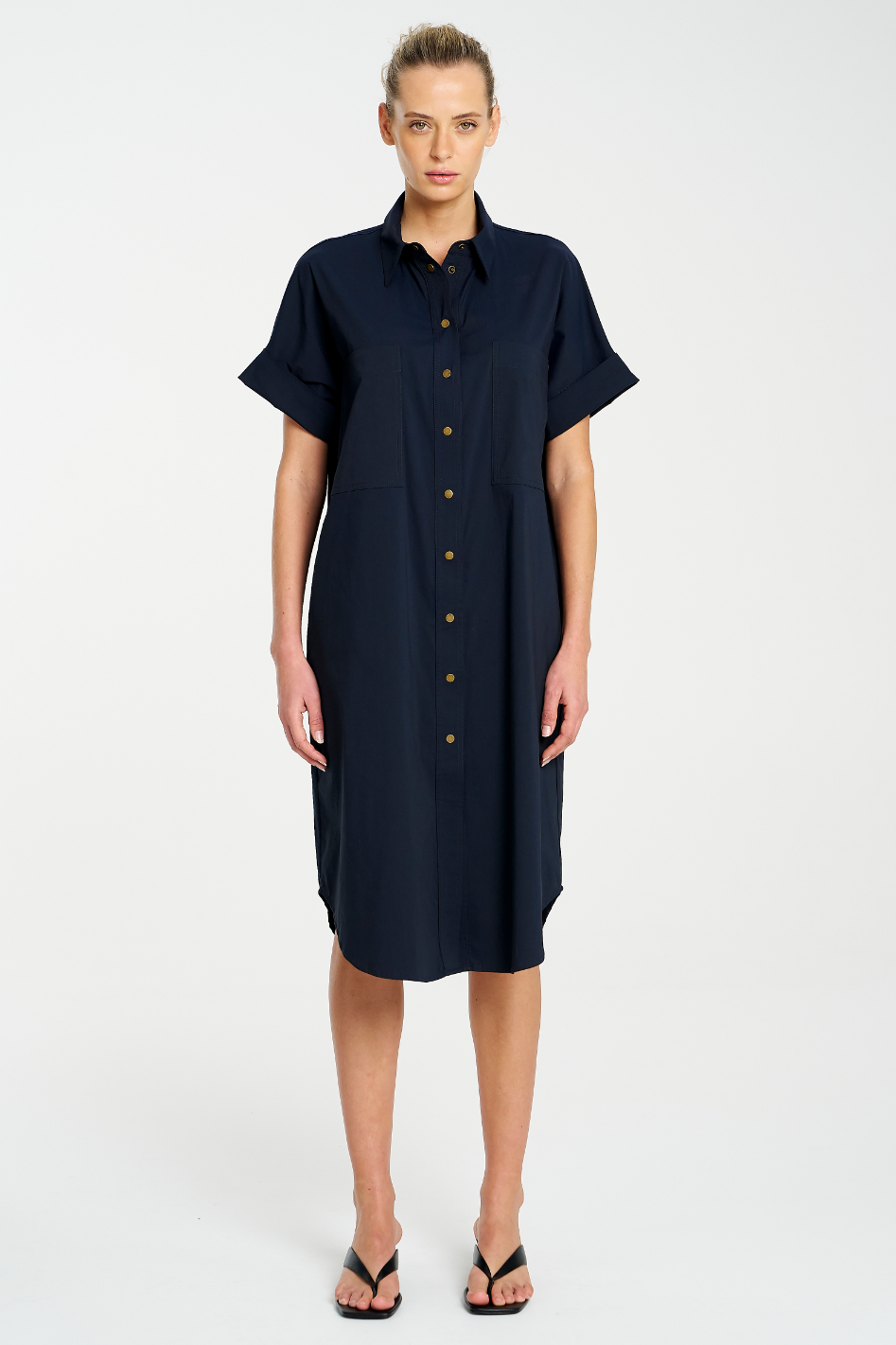 Mela Purdie Stud Shell Dress | Microprene | French Navy