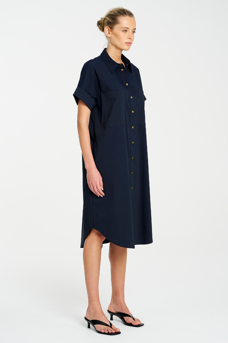 Mela Purdie Stud Shell Dress | Microprene | French Navy