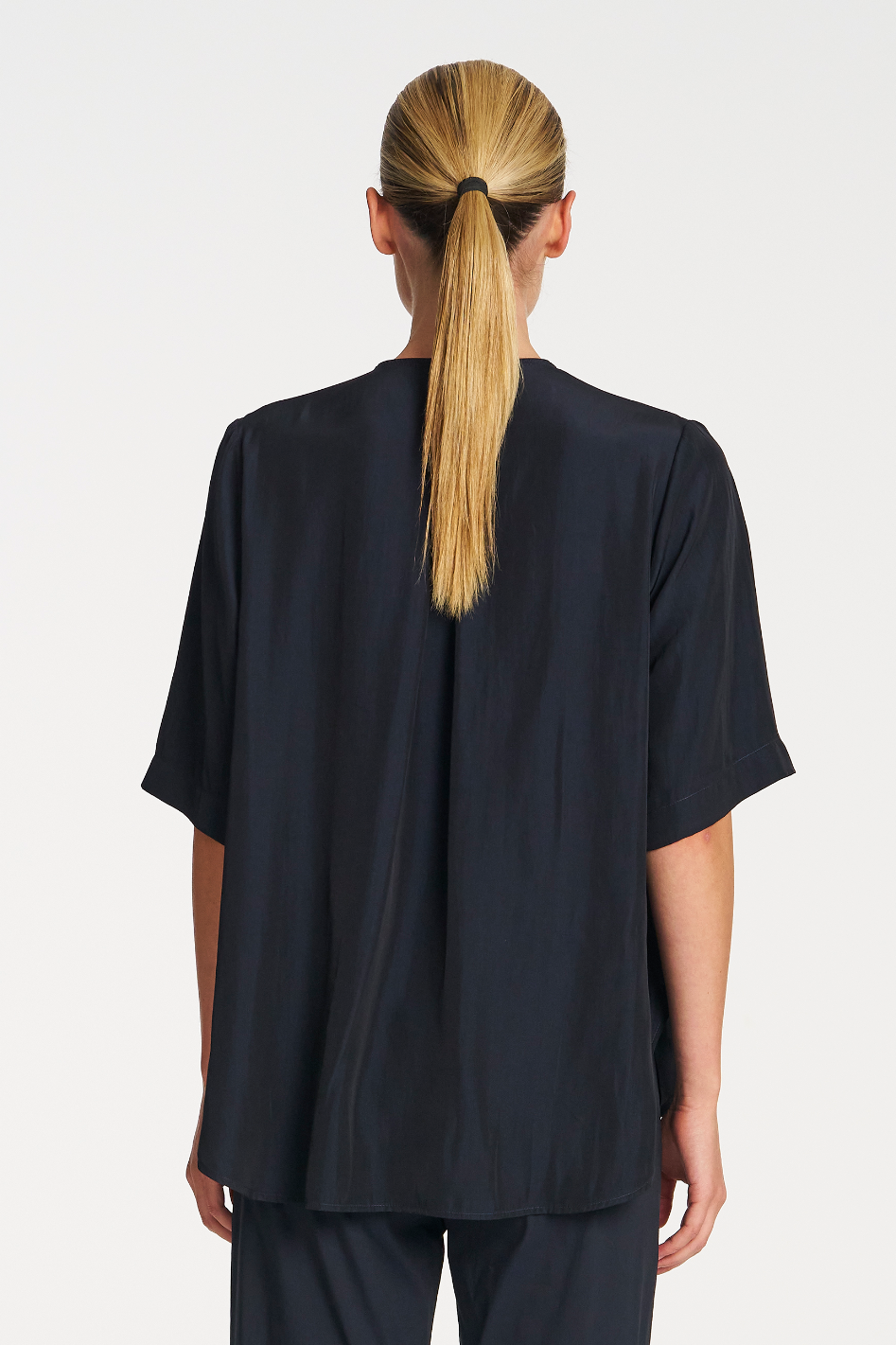 Mela Purdie Swish Plaza Top in Navy Mache