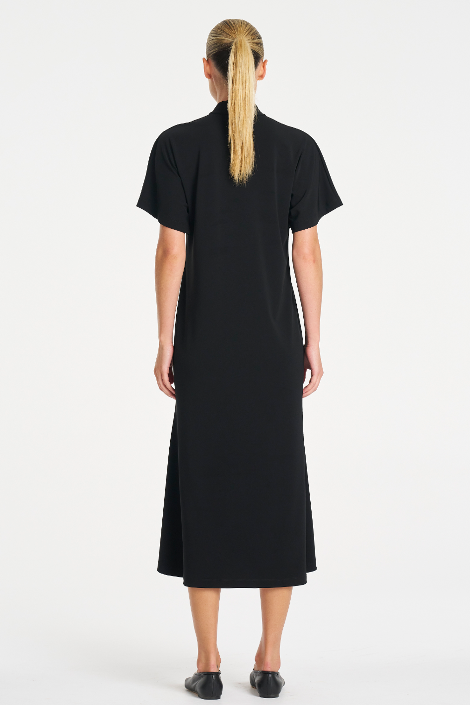 Mela Purdie Tab Flip Dress in Black Powder Knit