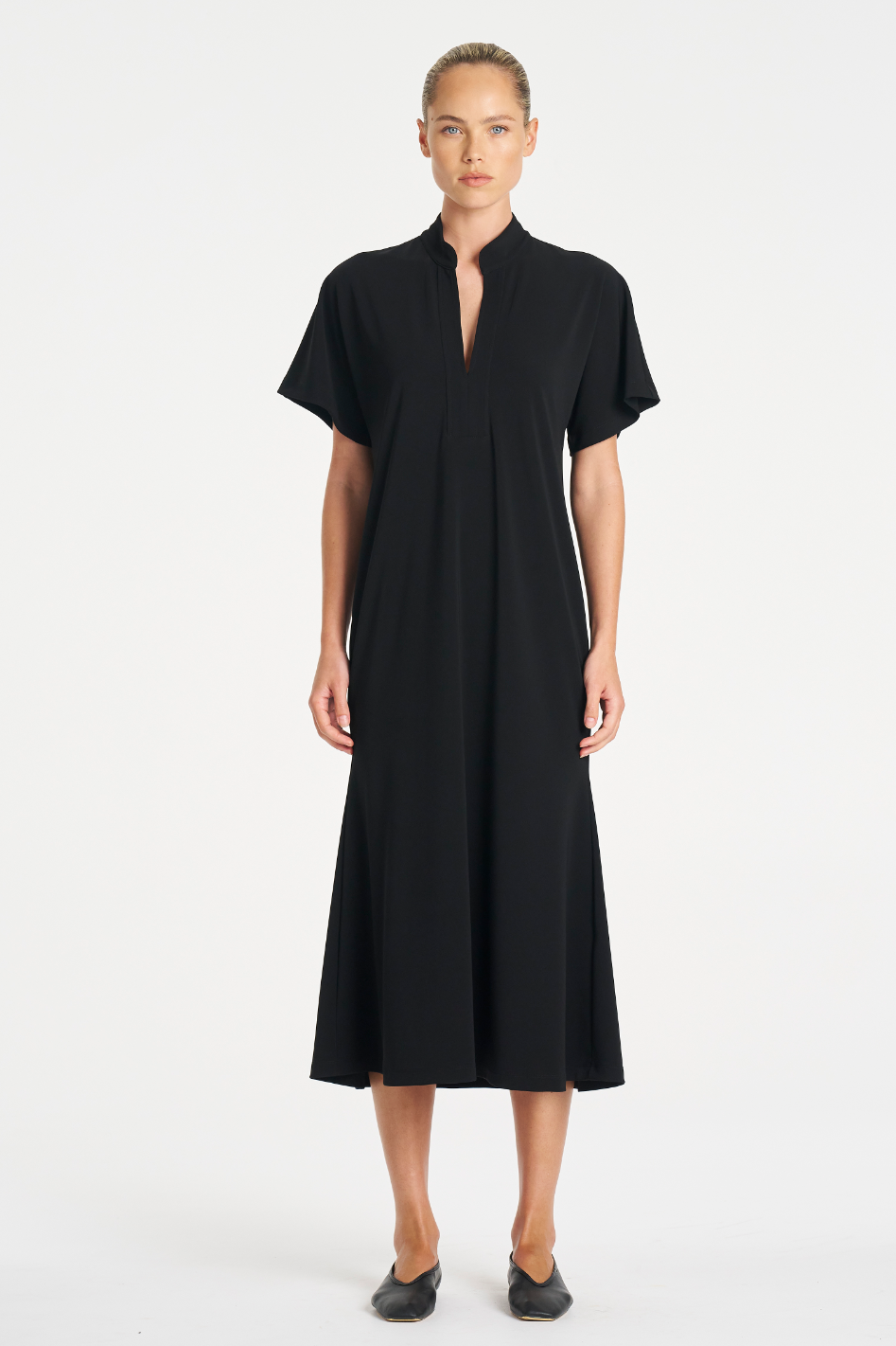 Mela Purdie Tab Flip Dress in Black Powder Knit