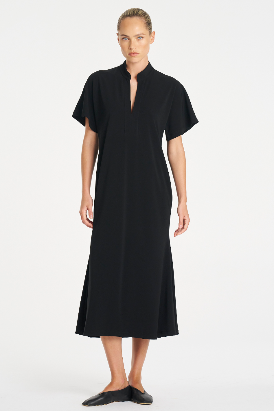 Mela Purdie Tab Flip Dress in Black Powder Knit