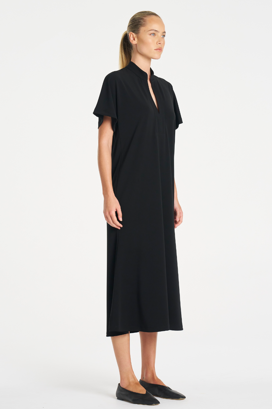 Mela Purdie Tab Flip Dress in Black Powder Knit