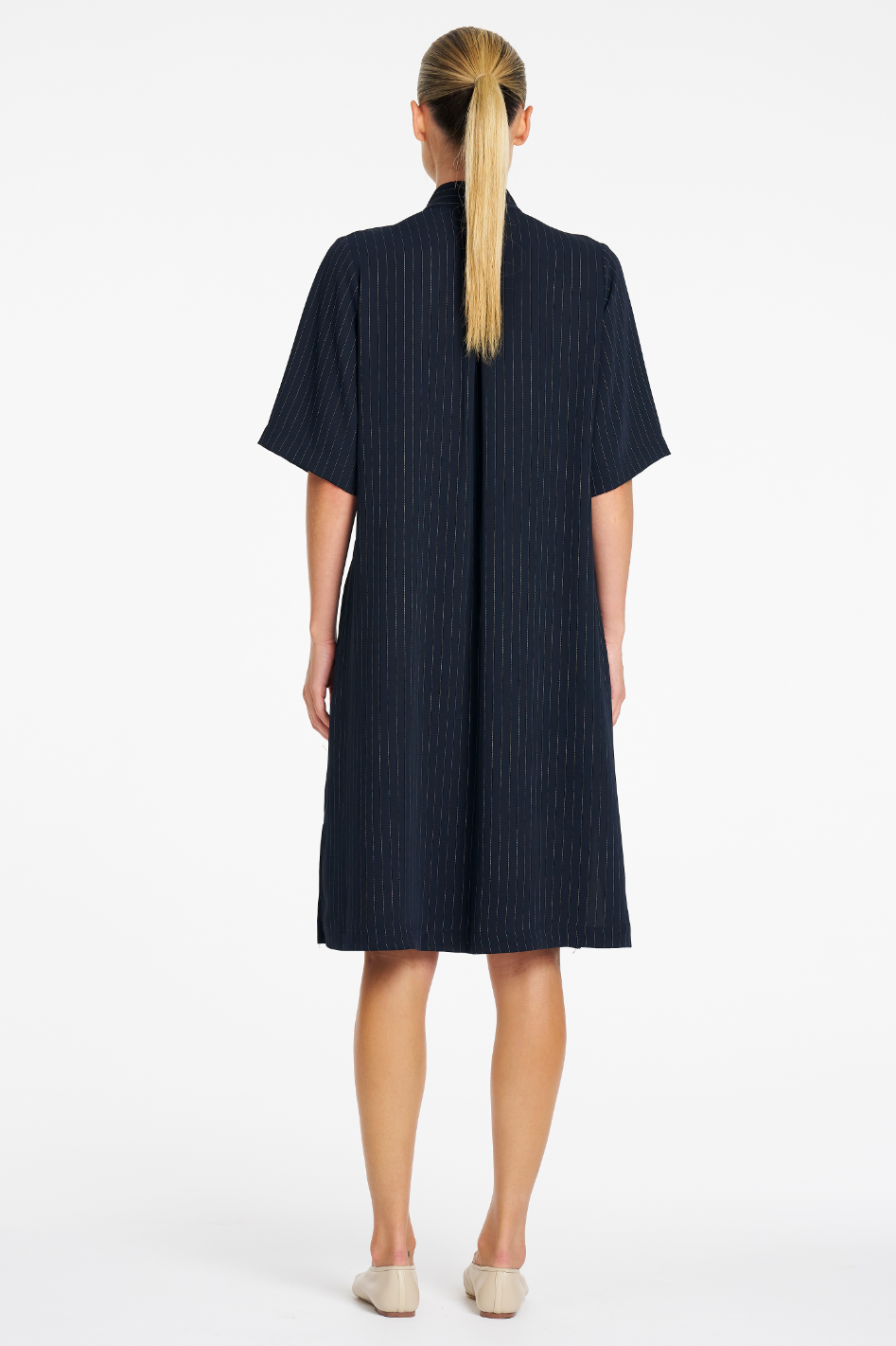 Mela Purdie Tab Plaza Dress in Suit Stripe