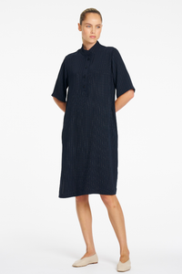 Mela Purdie Tab Plaza Dress | Suit Stripe | Navy/Chalk