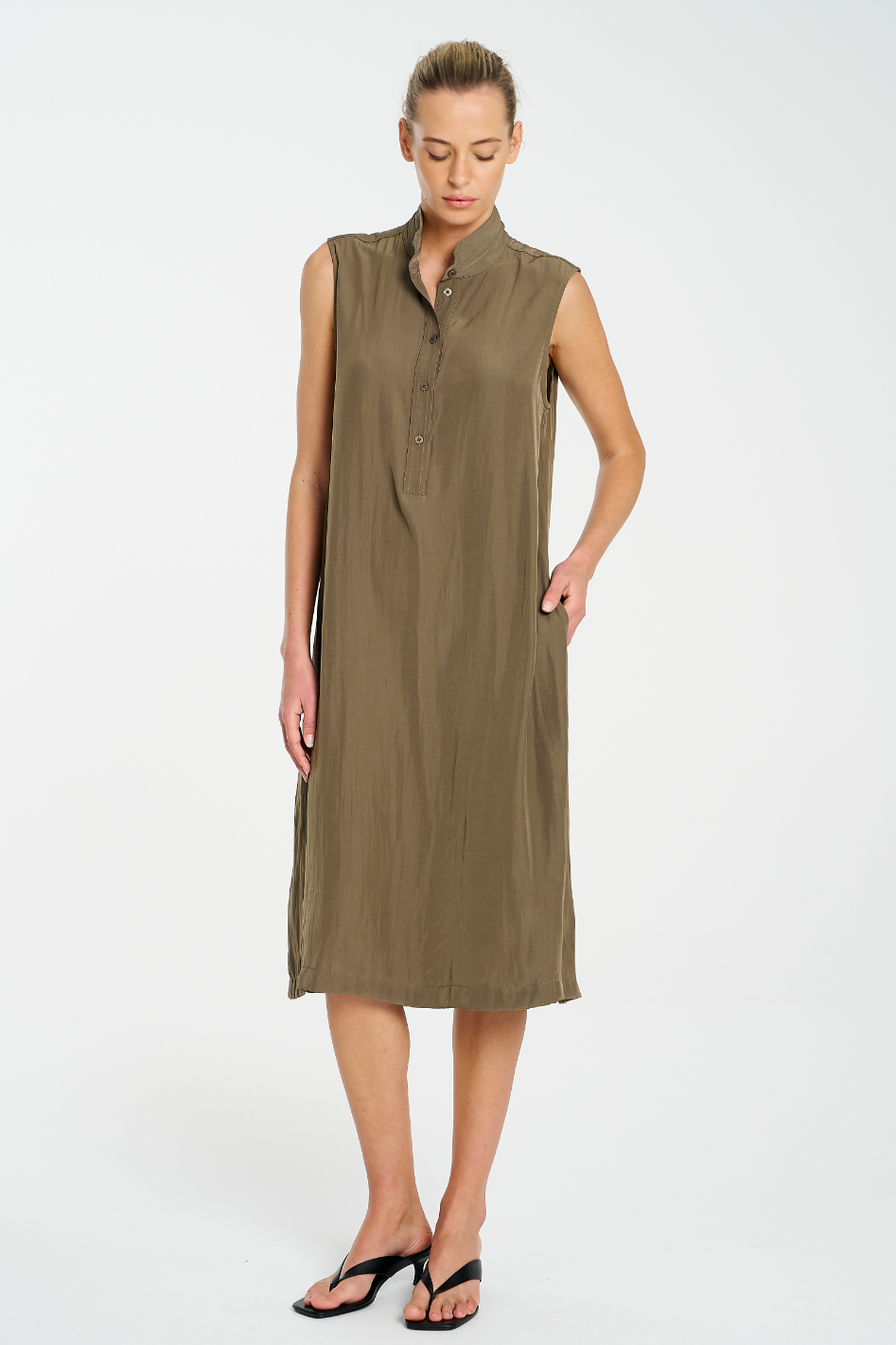 Mela Purdie Tab Slide Dress in Mache Fossil