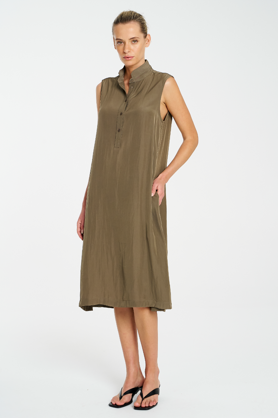 Mela Purdie Tab Slide Dress in Mache Fossil