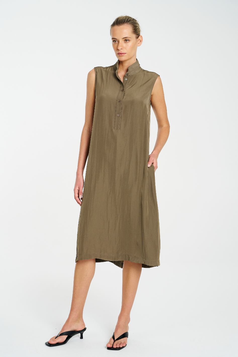 Mela Purdie Tab Slide Dress in Mache Fossil